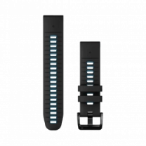 Ремінці для годинника Garmin QuickFit 22 силіконові, чорні/блакитні
