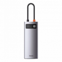 Хаб Baseus Multifunctional Metal Gleam 6- in-1 RJ45 Type-C (Gray) (WKWG030013)