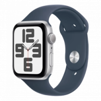 Смарт-годинник Apple Watch SE (gen 2) 2023 44mm Silver Aluminum Case with Storm Blue Sport Band M/L (MREE3)