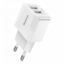 Адаптер Baseus Mini Dual-U Charger (EU) 2.1A White (CCALL-MN02)