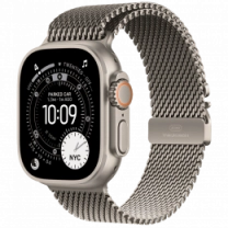 Apple Watch Ultra 3 GPS + Cellular 49mm Natural Titanium Case with Natural Titanium Milanese Loop - Large (MF0E4)
