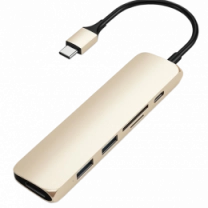 Xaб Satechi Aluminum Type-C Slim Multi-Port Adapter 4K V2 Gold (ST-SCMA2G)