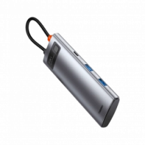 USB-Хаб Baseus Metal Gleam Series 7-in-1 (2xUSB3.0 + 4KHD  + Type-C + Type-C PD+ TF + SD) (gray)