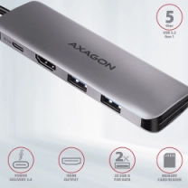 Хаб концентратор AXAGON HMC-5 SuperSpeed USB-C COMBO 5in1 hub, Серый