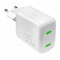 Сетевое зарядное устройство Puro Wall charger GaN 35W 2xUSB-C, white PUFCMTCUSBCC35WGWHI
