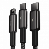 Кабель Baseus Tungsten Gold Одна-для трех Fast Charging Data 3-in-1 (1.5m) (black)(CAMLTWJ-01)