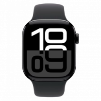 Apple Watch Series 10 GPS + Cellular 46mm Jet Black Aluminum Case with Black Sport Band M/L (MWY43)