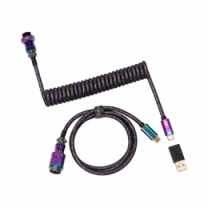 Кабель Type-A/Type-C Keychron Premium Coiled Aviator Cable-Straight Rainbow Palted black