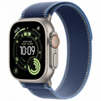 Apple Watch Ultra 3 GPS + Cellular 49mm Natural Titanium Case with Blue/Bright Blue Trail Loop - M/L (MEWU4)