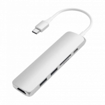 Xaб Satechi Aluminum Type-C Slim Multi-Port Adapter 4K V2 Silver (ST-SCMA2S)