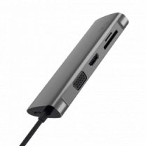 WIWU Alpha 11 in 1 Type C 3*USB, HDMI, VGA, Type c, RJ45, 3.5 mm, SD, micro SD Gray