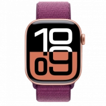 Apple Watch Series 10 42mm Rose Gold Aluminum Case with Plum Sport Loop (MWWK3)