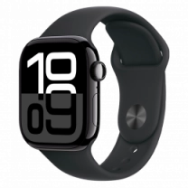 Apple Watch Series 10 46mm Jet Black Aluminum Case with Black Sport Band - M/L (MWWQ3)