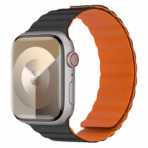 Ремешок Benks Magnetic Silicone Watch Band 42/44/45/49 mm Black with Orange