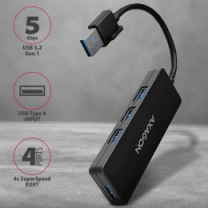 Хаб AXAGON HUE-G1A SuperSpeed USB SLIM hub, кабель 14см Type-A