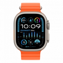 Apple Watch Ultra 2 49mm Natural Titanium Case with Orange Ocean Band (MREH3)
