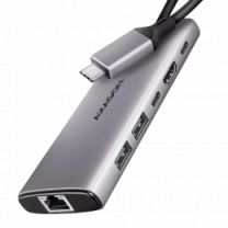 Хаб концентратор AXAGON HMC-6G2L USB-C 10Гбіт/с 6in1 hub, Сірий