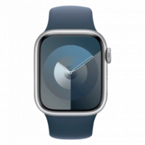 Apple Watch Series 9 41mm Silver Aluminum Case with Storm Blue Sport Band M/L (MR913)