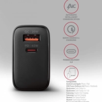 Сетевое зарядное устройство AXAGON ACU-PQ45, QC3.0,4.0/AFC/FCP/PPS/Apple + PD type-C, 45W, Черный
